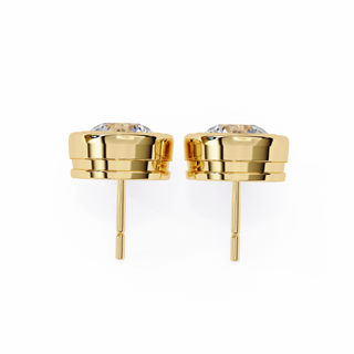 Modern Bezel Lab Grown Diamond Stud Earrings by Aupulent Jewellery 100% certified lab grown diamonds