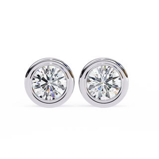 Modern Bezel Lab Grown Diamond Stud Earrings by Aupulent Jewellery 100% certified lab grown diamonds