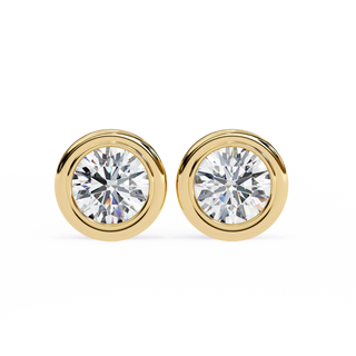 Modern Bezel Lab Grown Diamond Stud Earrings by Aupulent Jewellery 100% certified lab grown diamonds