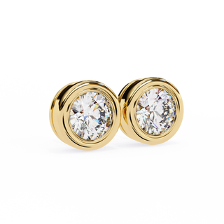 Modern Bezel Lab Grown Diamond Stud Earrings by Aupulent Jewellery 100% certified lab grown diamonds