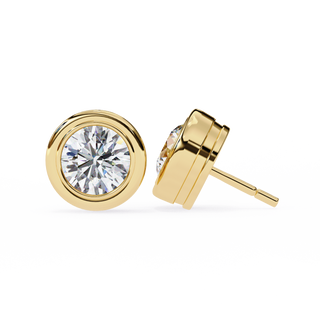 Modern Bezel Lab Grown Diamond Stud Earrings by Aupulent Jewellery 100% certified lab grown diamonds