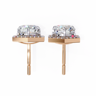 Hexagon Halo Lab Grown Diamond Earrings by Aupulent Jewellery 100% certified lab grown diamonds