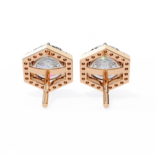 Hexagon Halo Lab Grown Diamond Earrings by Aupulent Jewellery 100% certified lab grown diamonds
