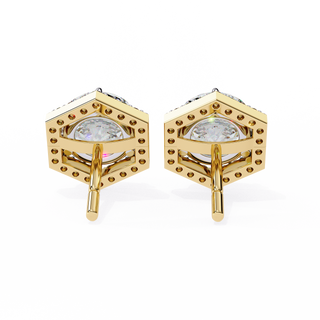 Hexagon Halo Lab Grown Diamond Earrings by Aupulent Jewellery 100% certified lab grown diamonds