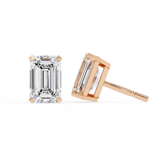 Emerald Cut Lab Grown Diamond Stud Earrings by Aupulent Jewellery 100% certified lab grown diamonds