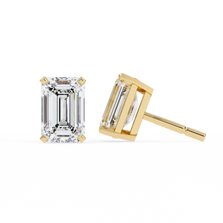 Emerald Cut Lab Grown Diamond Stud Earrings by Aupulent Jewellery 100% certified lab grown diamonds