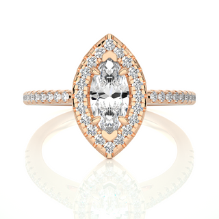 0.60 Carat Marquise Halo Solitaire Ring