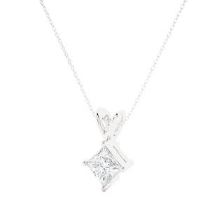 Fishtail 0.50 Carat Princess Cut Diamond Pendant With Chain