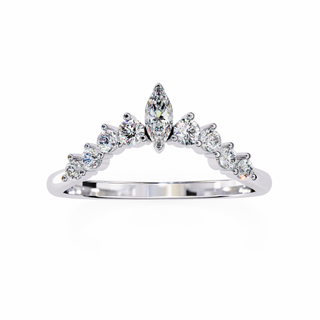 Diamond Wedding Band with Marquise Center