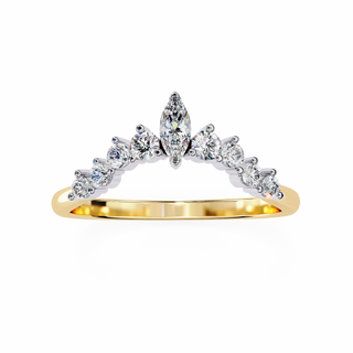 Diamond Wedding Band with Marquise Center