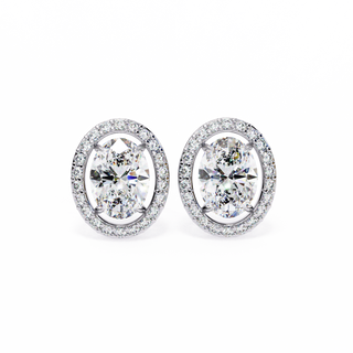 Oval Halo Lab Grown Diamond Earrings