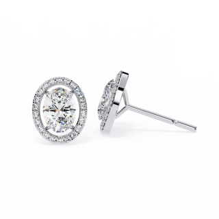 Oval Halo Lab Grown Diamond Earrings