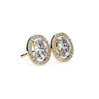 Oval Halo Lab Grown Diamond Earrings