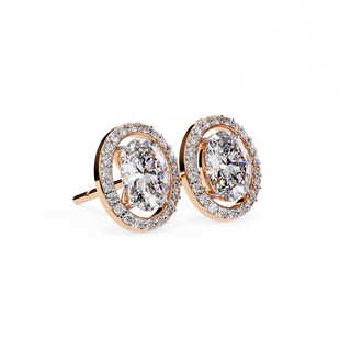 Oval Halo Lab Grown Diamond Earrings
