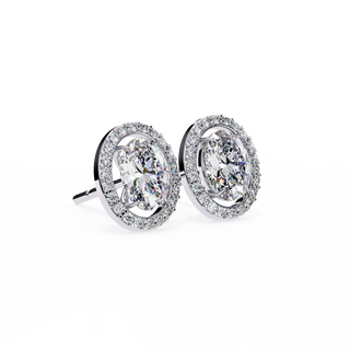 Oval Halo Lab Grown Diamond Earrings