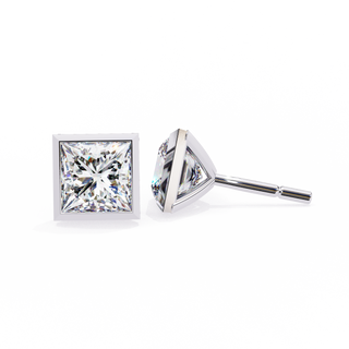 Princess Cut Lab Grown Diamond Stud Earrings