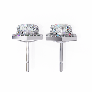 Hexagon Halo Lab Grown Diamond Earrings