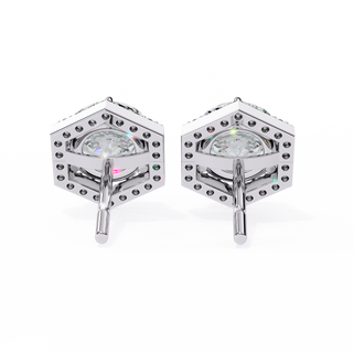 Hexagon Halo Lab Grown Diamond Earrings