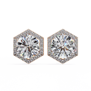 Hexagon Halo Lab Grown Diamond Earrings