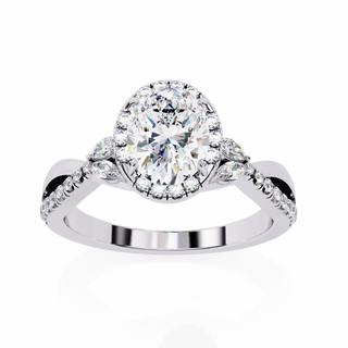 Oval Ribbon-Twist-Bold Solitaire Ring