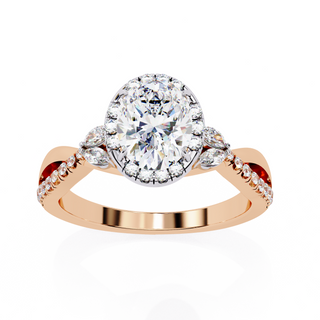 Oval Ribbon-Twist-Bold Solitaire Ring