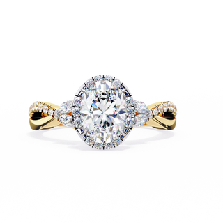Oval Ribbon-Twist-Bold Solitaire Ring