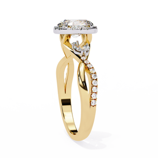 Oval Ribbon-Twist-Bold Solitaire Ring