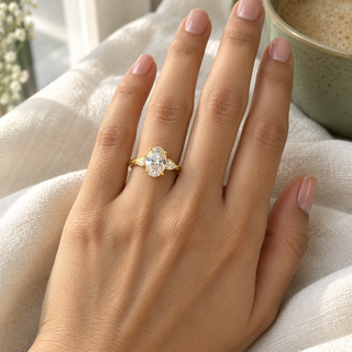 1.70 CT Oval Lab-Grown Diamond Ring with Pear Side Stones