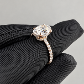 2.50 CT Oval Hidden Halo Lab-Grown Diamond Ring
