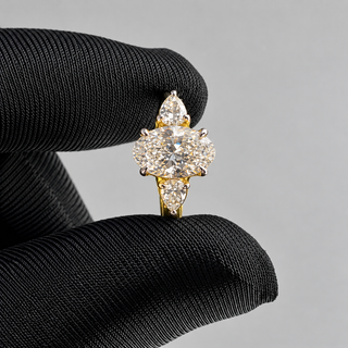 1.70 CT Oval Lab-Grown Diamond Ring with Pear Side Stones