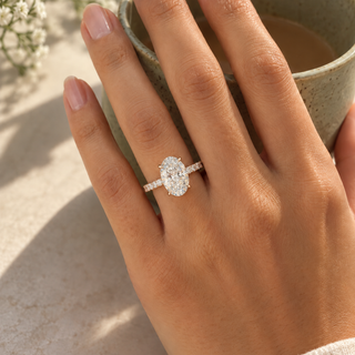 2.00 CTS Oval Hidden Halo Diamond Ring
