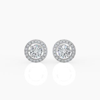 Halo Round Solitaire Lab-Grown Diamond Stud Earrings