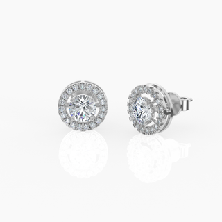 Halo Round Solitaire Lab-Grown Diamond Stud Earrings