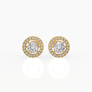 Halo Round Solitaire Lab-Grown Diamond Stud Earrings