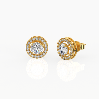 Halo Round Solitaire Lab-Grown Diamond Stud Earrings