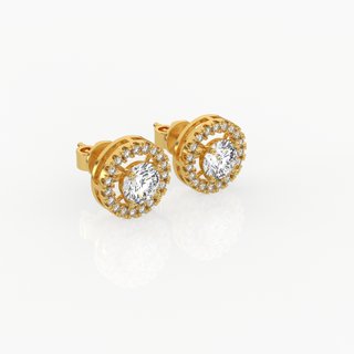 Halo Round Solitaire Lab-Grown Diamond Stud Earrings