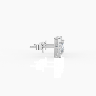 Halo Princess Solitaire Lab-Grown Diamond Stud Earrings