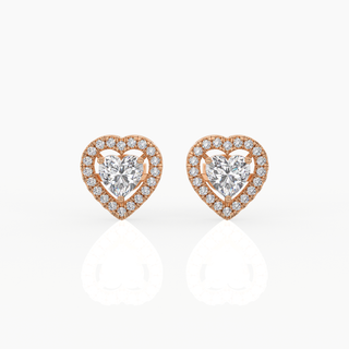 Halo Heart Solitaire Lab-Grown Diamond Stud Earrings