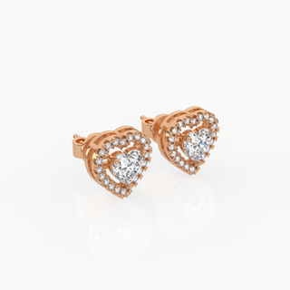 Halo Heart Solitaire Lab-Grown Diamond Stud Earrings