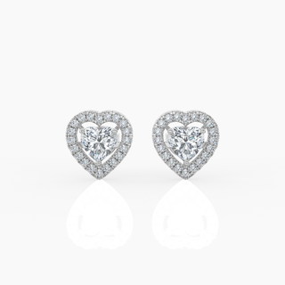 Halo Heart Solitaire Lab-Grown Diamond Stud Earrings