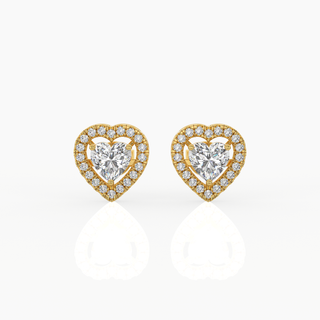 Halo Heart Solitaire Lab-Grown Diamond Stud Earrings