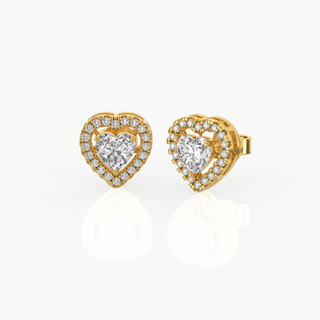 Halo Heart Solitaire Lab-Grown Diamond Stud Earrings