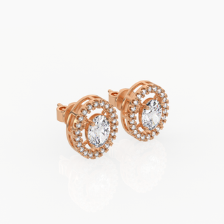 Halo Oval Cut Lab-Grown Diamond Earrings