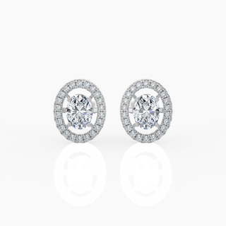 Halo Oval Cut Lab-Grown Diamond Earrings