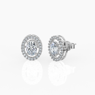 Halo Oval Cut Lab-Grown Diamond Earrings