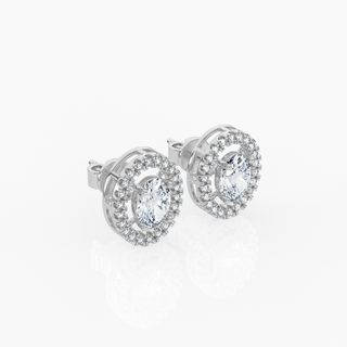 Halo Oval Cut Lab-Grown Diamond Earrings