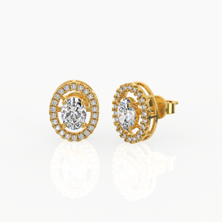 Halo Oval Cut Lab-Grown Diamond Earrings