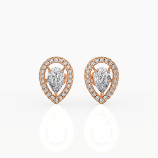 Halo Pear Solitaire Lab-Grown Diamond Stud Earrings