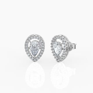 Halo Pear Solitaire Lab-Grown Diamond Stud Earrings