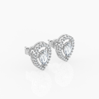 Halo Pear Solitaire Lab-Grown Diamond Stud Earrings